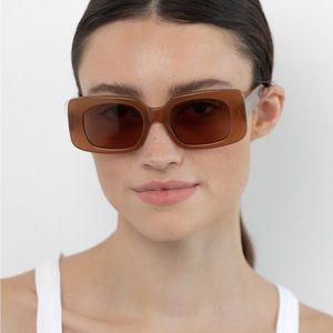Lu Goldie Coco Square Rectangle Large Sunglasses – Cocoa Brown
